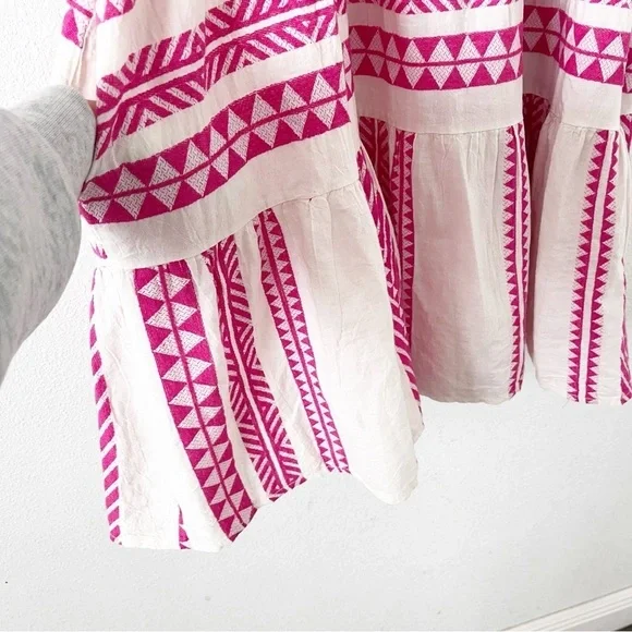 Sofia Hansel Boho Embroidered Geometrid Mini Dress in Hot Pink - Picture 4 of 8